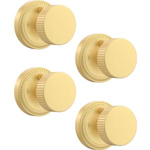 Asidrama 4 Pack Privacy Gold Door Knob with Lock, Brush Gold Door Knobs Interior for Bedroom or Bathroom, Heavy Duty Brush Gold Door Handle for Left Right Sided Doors