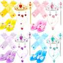 32 Pcs Princess Dress Up Set for Girls Includ 4 Pairs Heels Shoes and 28 Princess Accessories with Crown, Magic Wand, Gloves, Jewelry for Toddler Pretend Play Birthday