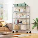 M MZG 5-Shelf Storage Shelves,Wire Shelving Heavy Duty Metal Storage Shelving Unit Adjustable Garage Shelving Rack Pantry Kitchen (Chrome, 5 Tier,17.7" D x 47.2" W x 76.7" H)