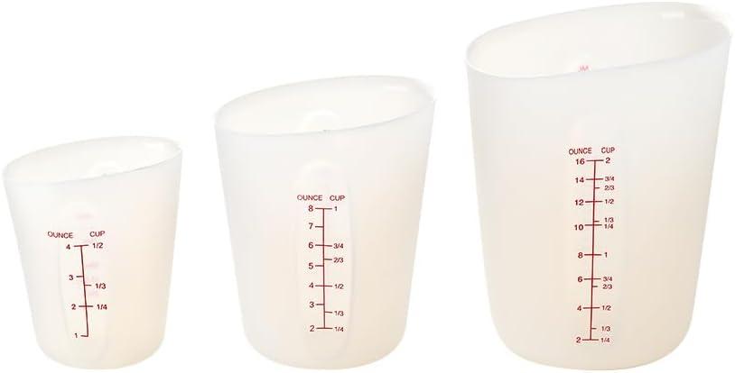 Baking Measuring Cup Set 4-Piece Silicone & Glass Measuring Cups Engraved Measurements, Microwave Safe, Stackable for Easy Storage, Heat-Resistant & Left-Handed Friendly (white)