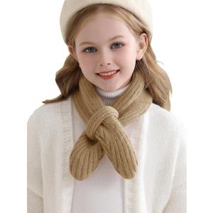 Haloumoning Kids Girls Knit Scarf Toddler Warm Winter Cross Tie Wrap Neck Warmer Cute Scarves 1-14 Years
