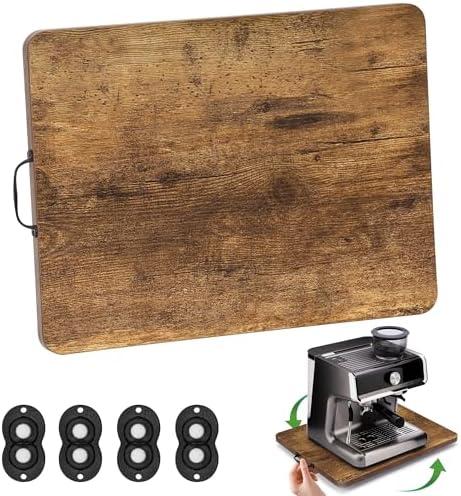 Appliance Slider, Sliding Tray for Coffee Maker, Coffee Pot Slider for Countertop, 360° Rolling Tray Appliance Slider for Kitchen Appliances- Rustic Brown (13” X 14”)