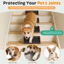Megidok 2Pcs Low-Angled Wooden Dog Ramp for Stairs, Anti-Slip Carpet Surface Pet Steps, Sturdy Indoor Pet Stairs Ramp for Small Dogs & Cats, Assist for Injured Aged Pets Fits Staircase Steps