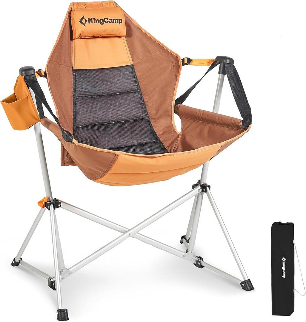 KingCamp Hammock Camping Chair, Swinging Portable Folding Camp Chairs for Adults Max 400lbs Heavy Duty Foldable Oversized Rocker with Aluminum Alloy Frame Cup Holder for Outdoor Beach Patio Sport