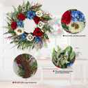 24 Inch Patriotic Wreaths for Front Door, 4th of July Wreaths for Front Door, Peony Eucalyptus Patriotic Summer Flag Wreath Handcrafted Memorial Day Artificial Flowers Wreath for Indoor and Outdoor