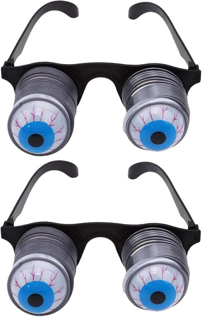 2Pcs Pop Out Eye Glasses Wobbly Eyes On Springs Pop Out Novelty Glasses Halloween Carnival Party Plastic Joke Horror Shock Gag and Practical Jokes Novelty