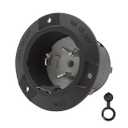 Nema SS 2-50P 50Amp 125/250V Twist Lock Marine Shore Power Inlet with Weatherproof Cover. Heavy Duty 50Amp Camper Boat Assembly Plug, ETL Verified Black