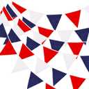 GCQQ 40Ft Red White Blue Banner - 4th of July Decoration Cotton Patriotic Fabric Pennant Triangle Flag Banners Garland for Independence National Day Nautical Theme Captain Graduation Party Decor