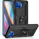 Motorola One 5G Cellular Phone Case, Hybrid Hard PC Soft TPU Shockproof Protective Case, Ring Car Mount Kickstand, Black