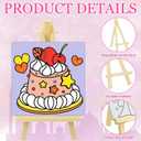 Tenceur 48 Pcs Kids Paint Party Favors Sets with 12 Pcs Unicorn Girl Cake Pre Drawn Canvas Panel and Wooden Easel Set Paint Pots and Brushes 12 Mini Apron and Tote Bag for Kids Girls Student Boys