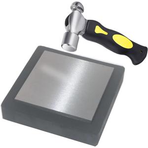 Steel Bench Block with 4Tough Rubber Block  Metal Stamping Hammer, Metal Bench Block - Jewelry Making, Metal Stamping, Work Surface Tool (Steel & Rubber Block)
