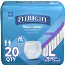 FitRight Super Protective Unisex Incontinence Underwear, Maximum Absorbency, Large (40-56 Inch Waist), Dependable Comfort & Leak Protection, 20 Count (Large (20 Count))
