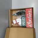 Christmas Decorations for Home LED Lighted Christmas Tree Decor with Timer Farmhouse Snowman Wooden Table Sign Vintage Holiday Xmas Party Winter Tiered Tray Signs