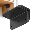 4 Inch Heavy Duty Galvanized L Bracket, 90 Degree Angle Bracket for Wood, 4"2"2" Metal Corner Brace for Floating Shelves, Table, Framing, Fence, Deck, Furniture (Black-4PCS)