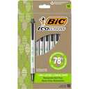 BIC Ecolutions Clic Stic Retractable Ballpoint Pens, Medium Point, Black Ink, 8 Pack