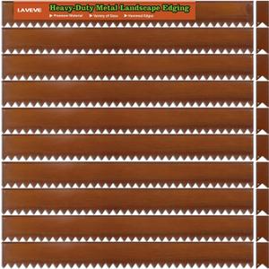 LAVEVE Landscape Edging Pre-Rusted Galvanized Steel, Hammer-in Metal Garden Edging Border with Clips, Suitable for Garden Fence, Paver Edging, Lawn and Yard