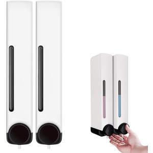 Shampoo and Conditioner Dispenser Bathroom Shower Soap Dispenser Wall Mounted Soap Dispenser No Drilling Required Extra Large Capacity Suitable for Hotel/Bathroom/Toilet White (Set of Two)