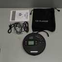 Sunoony Portable CD Player with Bluetooth, Discman CD Player for Car with FM Transmitter, Rechargeable CD Player Portable with Anti-Skip Protection, Headphones, AUX/USB Supported, LCD (Black)