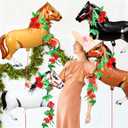 Gejoy 8 Sets 30 Inches Derby Horse Balloon with 52FT Artificial Roses Vine Aluminum Foil Inflatable Horse Party Decoration Western Cowgirl Themed Balloons for Cowboy Birthday Baby Shower Party Decor