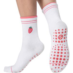 2 x COOLMATE Pilates Socks with Grips for Women, Yoga Socks, Crew Non Slip Women for Barre, Pilates Gifts for Women