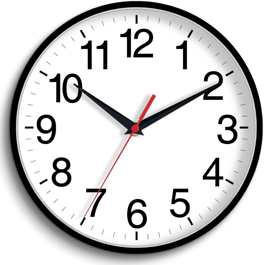 Rohioue 16 Inch Wall Clock Modern Battery Operated Silent Non Ticking Large Analog Clock for Living Room Office Home Bedroom Kitchen Bathroom(Black)