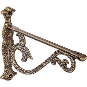 Decorative Shelf Bracket 10 inch, Antique Brass Hammered Shelf Brackets for Shelving, Heavy Duty Vintage, DIY Projects, Hardware Included, 4 Pack
