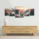 Ginfonr Canvas Wall Art Decor, 5 Panels Mountain Modern Wall Art for Bathroom, Large Abstract Scenery Wall Paintings for Living Room Couch, Framed Canvas Painting Above the Bed 03