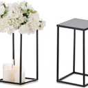 Sziqiqi Wedding Centerpieces Vase for Tables with Plates - 2 Pcs Metal Column Geometric Flower Stand 15.7in Black Flower Display Rack Decorations for T-Stage Reception Party Fiesta Event Home