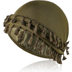 Satin Lined Turban with Long Twist Straps Tassels Silky Head Wraps for Men Women Halo Head Scarf Sleeping Bonnet
