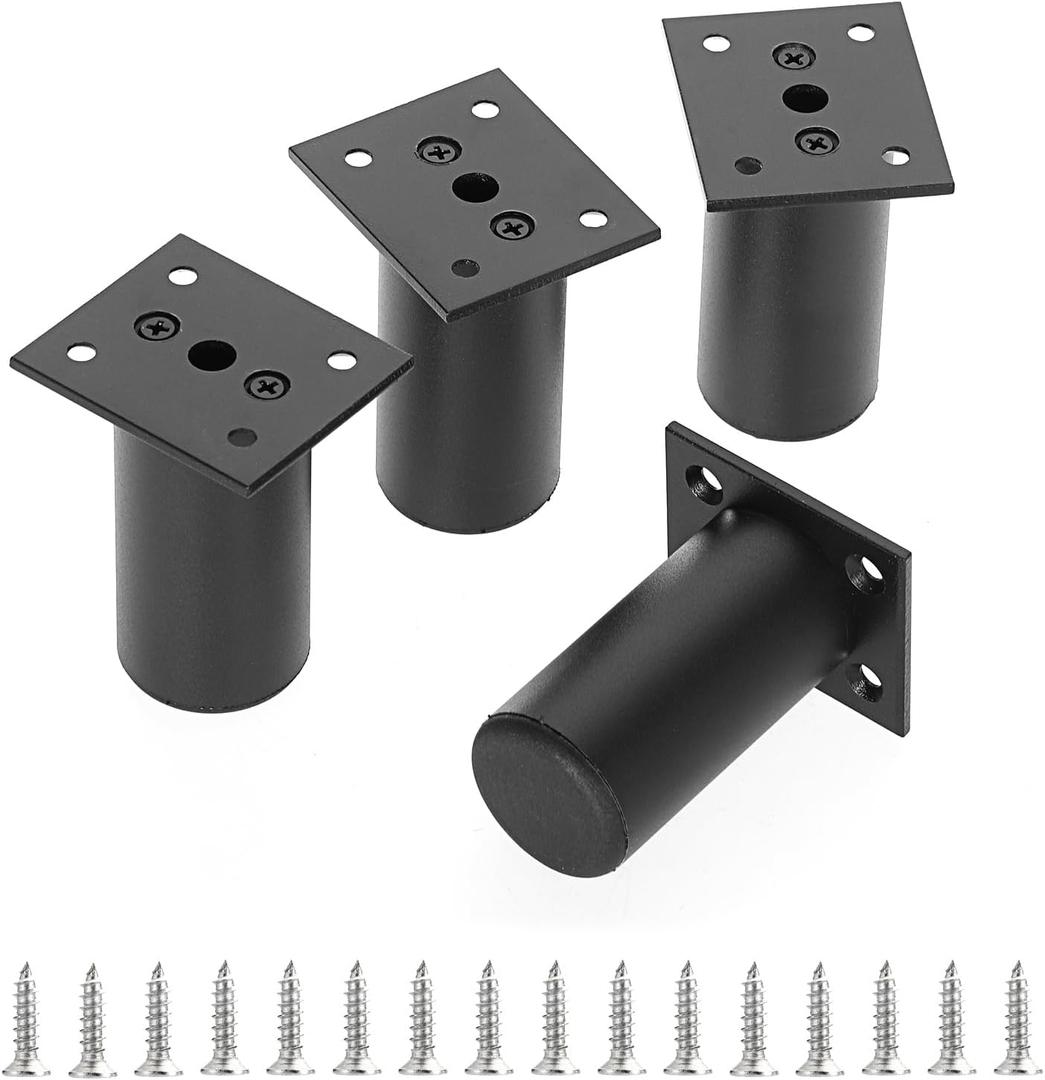 Sumnacon 2 PCS Aluminium Alloy Furniture Legs - Round Adjustable Sofa Legs Furniture Cabinet Legs,3 Inch Funiture Feet for Cabinet Desk Table Chair Sofa Bed, Black