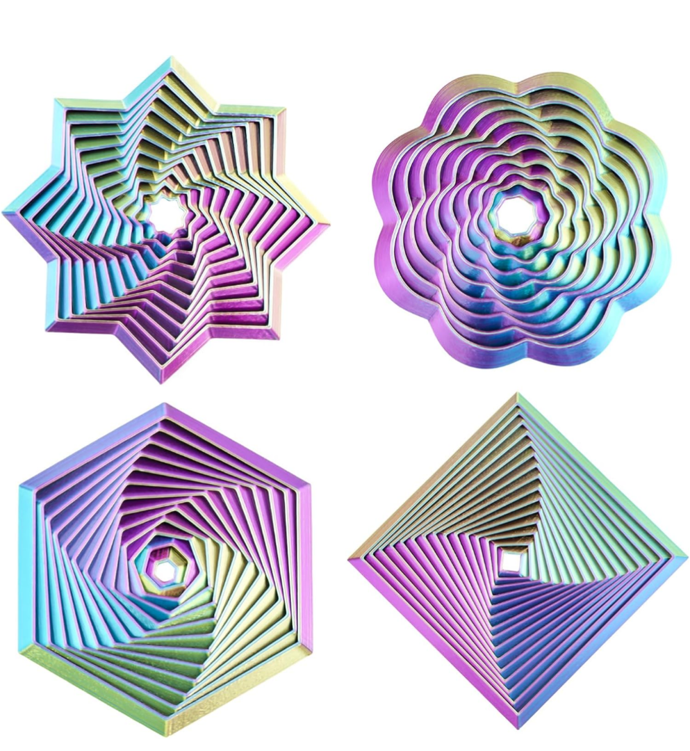 4 Pcs Fractal Fidget Hexagon,3D Printed Stress Relief Sensory Toys for ADHD,Autism,Kids&Adults,Whirling Spiral Design,Colorful Fidget Toy,Perfect for Holiday,Christmas,Birthday Gifts (Purple/Green)