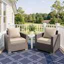 MIULEE Beige Outdoor Seat Cushion 22x24 Inch Waterproof & 3 Year Fade Resistant Deep Seat and Back Cushion for Patio Furniture Chair Sofa Couch with Handle and Adjustable Straps
