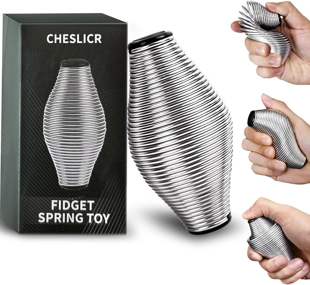 Metal Fidget Spring Toys, Adults 20LB Stainless Steel Stress Ball Cool Gadget Office Desk Silent ADHD Anxiety Relief Item Stocking Stuffer Gift for Teen Boy Men