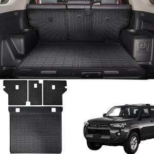 Marretoo Cargo Mat for 2010-2024 Toyota 4Runner Accessories Cargo Mat Seat Backrest 2 in 1 Mat All-Weather TPE Black Trunk Cargo Liner for 4Runner 2010-2024 5 Seater Accessories(Fit W/O Sliding Tray)
