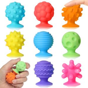 Sensory Fidget Toys Toddlers Adults: 8 Pack Basket Stocking Fillers Textured Suction Cup Bath Toys for Kid Autism ADHD Toy for Classroom Prizes Calm Down Corner Supplies Travel Toys