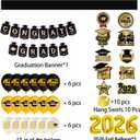 Graduation Party Decorations 2026Black Gold Grad Banner, Class of Backdrop, Balloons, Fringe Curtains and Foil Balloon, Streamers KitComplete Graduation for High School & College Celebrations (Gold)