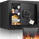 9.84"H Small Safe Box for Personal Privacy, 1.2 Cu Ft Security Safe with Fireproof Money Bag, Digital Safes with Combination Lock and Removable Shelf for Home Money Cash Medicine Documents
