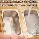 Bamboo Couch Cup Holder Tray with 2 Stainless Steel Snack Bowls - Large Sofa Caddy Organizer (15.5" x 9.8") with Wine Glass Slots & Handles - Portable Bed & Couch Food Server for Movie Night