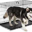 Large Dog Crate with Double Door, 48 Inch Folding Metal Wire Kennel Cage | Collapsible Metal Kennel for Puppies, Medium to Large Dogs, Removable Tray and Foldable for Easy Storage