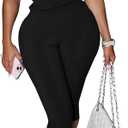 Uni Clau 2 Piece Sets for Women Summer Ribbed Knit Backless Halter V Neck Y2K Tank Top Capri Legging Bodycon Set Jumpsuit, Size: Medium