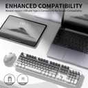 Creamy Wireless Keyboard and Mouse, MOFII 104 Round Keycaps Retro Typewriter with OTG & Brush, Full-Size Ergonomic, Ideal for Windows PC, Home, Office and College Gray White