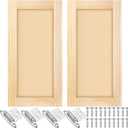 2 Pcs 12'' W x 24'' H Unfinished Pine Kitchen Cabinet Door Replacement with 4 Pcs Cabinet Hinges Wood Shaker Door Front Replacement for Kitchen, Bathroom, Vanity