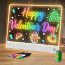 16" Led Drawing Board for Kids Rechargeable, Portable Doodle Glow LED Note Board with 7 Colors, Light Up Acrylic Dry Erase Lumi Board with Stand, Valentines Day Gifts Boys & Birthday Gifts(White) (1PACK)
