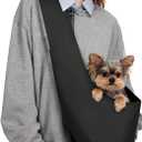 YUDODO Fashion Dog Sling Carrier for Small Dogs Lightweight Crossbody Pet Bag with Safety Strap, Pocket Storage, Machine Washable, Comfortable Travel & Outdoor Sling up to 9 lbs Black