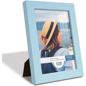 Renditions Gallery 5x7 inch Picture Frame Modern Style Wood Pattern and High Definition Glass Ready for Wall and Tabletop Photo Display, Blue Frame