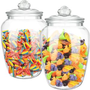 YEXEXINM 2 Pcs 74 oz Glass Candy & Cookie Jars with Airtight Lids, Decorative Apothecary Jars, Candy Buffet Containers for Kitchen Counter, Clear Food Storage Canister Home Decor