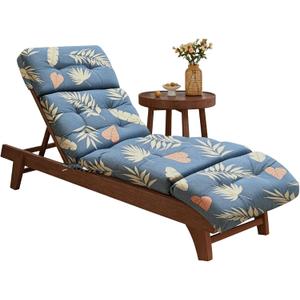 EverPine Outdoor Chaise Lounge Chair Cushion 74.4 x 22.8 x 4.7 Inch, Patio Lounge Chair Replacement Cushion with Ties, Thick Cotton Pool Recliner Cushion for Outdoor Furniture (Blue Leaves)