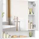 VASAGLE KAILYN Collection - Medicine Cabinet Mirror, Bathroom Wall Mirror Cabinet with Storage, Open Compartment, Adjustable Shelves, 6.5 x 27.6 x 29.5 Inches, Cloud White UBBK129W01