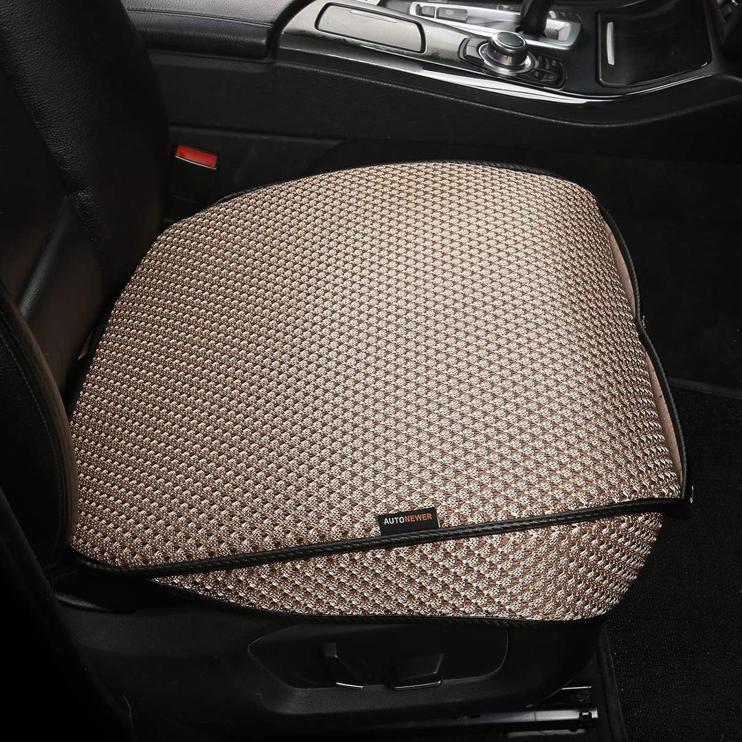 Auto Newer Breathable Universal Four Seasons Car Seat CoversLuxury Car Seat Cushion Protectors for Front Seat Bottoms,Compatible with 95% Vehicles Fit for Cars Truck SUV (Gold Beige,1PCS)