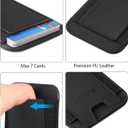 2 Pack Card Holder for Phone Case, Leather Phone Wallet Stick On, Strongest Adhesive Phones Wallet for iPhone/Android, Minimalist Slim RFID, Fit 7 Cards,Black & Blue